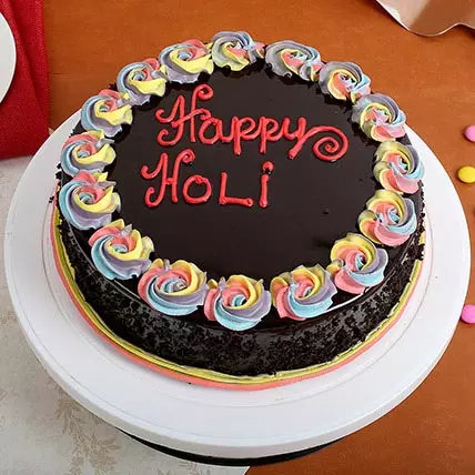 Happy Holi Gems Chocolate Cake – RainbowsnRibbons | Cake delivery in Jammu