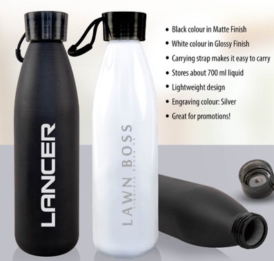 Metal water bottle with carrying strap