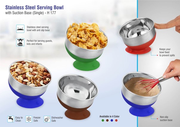 Stainless steel Serving bowl with suction base (single)