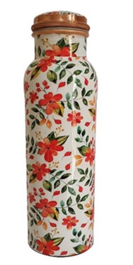 Floral Print Copper Water Bottle