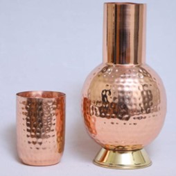 Designer Copper Surahi & Glass Set