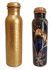 Embroided Golden Copper Bottle