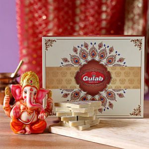 Ganesha Idol with Kaju Katli