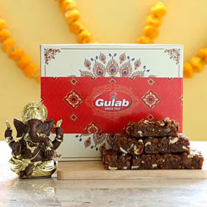 Dhoda Burfi & Gold Plated Ganesha